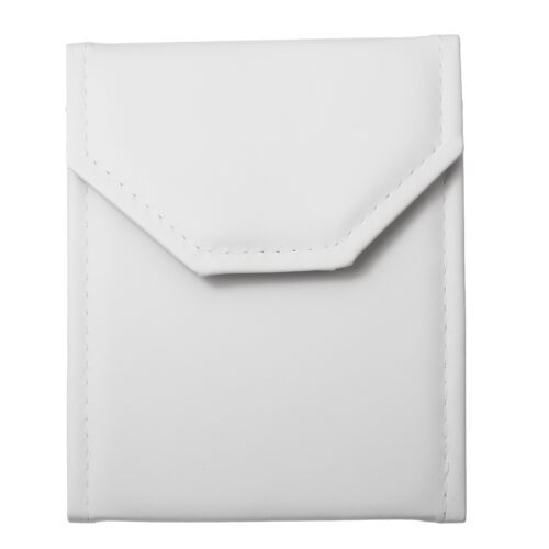 Large leatherette jewelry pouch with pearl finish, custom branded for jewelry storage and gifting