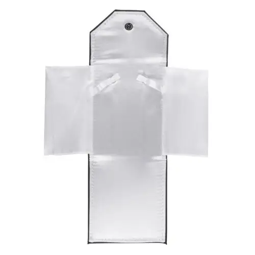 Small leatherette pearl finish jewelry folder pouch with custom logo branding for luxury retail packaging
