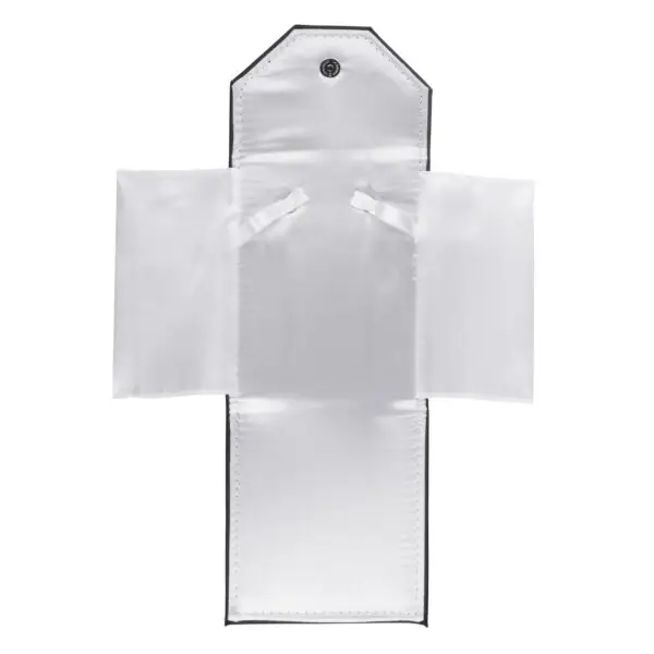 Small leatherette pearl finish jewelry folder pouch with custom logo branding for luxury retail packaging