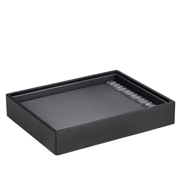 Leatherette stackable chain jewelry display tray with 14+ holder slots, customizable colors and branding, OEM wholesale
