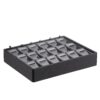 Leatherette stackable 18-slot jewelry display tray for earrings and pendants, shown in black with premium finish