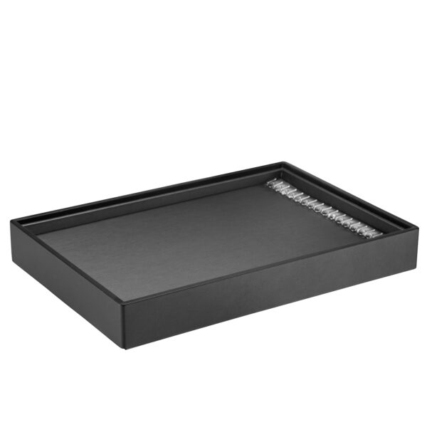 Custom leatherette stackable jewelry tray with 17 chain slots and branded logo options
