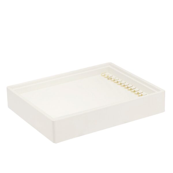 Leatherette stackable chain jewelry display tray with 14+ holder slots, customizable colors and branding, OEM wholesale