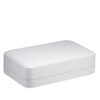 Soft leatherette necklace box with custom logo, foam insert, and premium finish for jewelry brands
