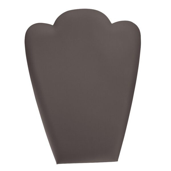 Custom leatherette necklace foldover stand display with logo branding and velvet interior for retail jewelry presentation
