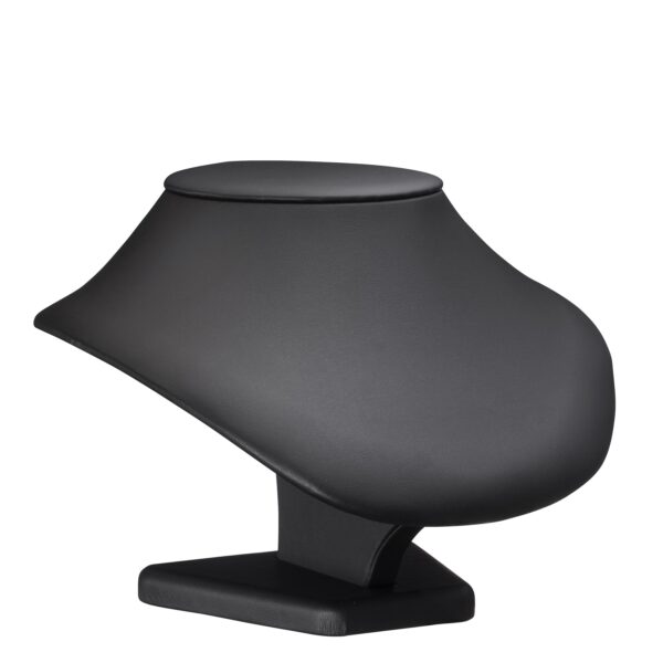 Premium leatherette 4-inch round necklace display stand with padded cradle for jewelry packaging