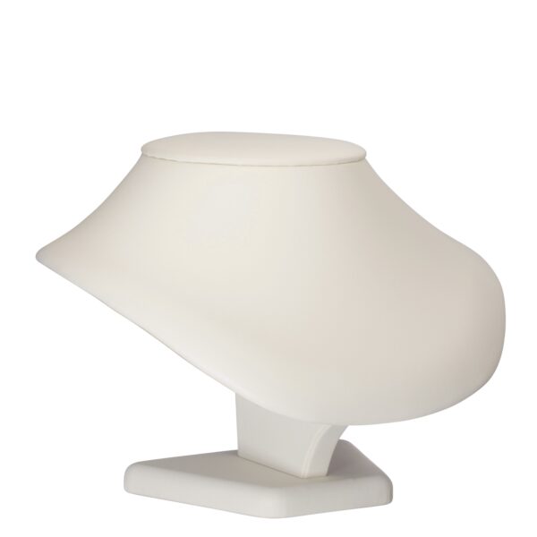 Premium leatherette 4-inch round necklace display stand with padded cradle for jewelry packaging