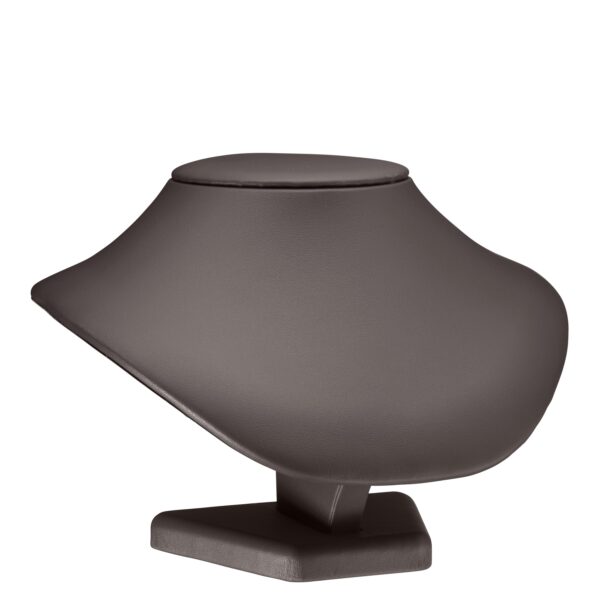 Premium leatherette 4-inch round necklace display stand with padded cradle for jewelry packaging