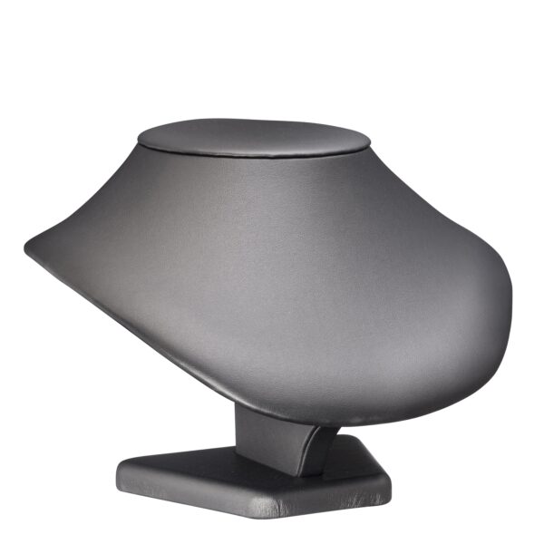 Premium leatherette 4-inch round necklace display stand with padded cradle for jewelry packaging