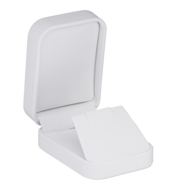 Premium soft leatherette pendant and earring jewelry display box with custom logo printing and foam insert options