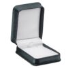 Textured leatherette pendant box with custom logo printing and interior foam insert for jewelry retail packaging
