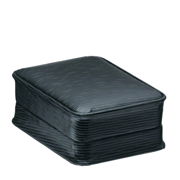 Textured leatherette pendant box with custom logo printing and interior foam insert for jewelry retail packaging