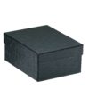Textured leatherette pendant box with custom logo printing and interior foam insert for jewelry retail packaging