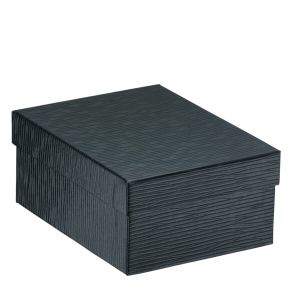 Textured leatherette pendant box with custom logo printing and interior foam insert for jewelry retail packaging