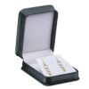 Textured leatherette pendant box with custom logo printing and interior foam insert for jewelry retail packaging