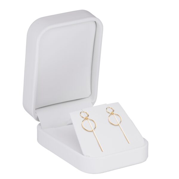 Premium soft leatherette pendant and earring jewelry display box with custom logo printing and foam insert options