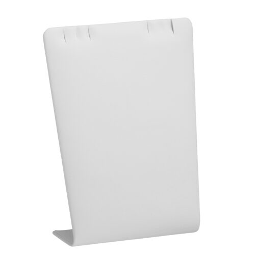 Custom leatherette pendant display stand with embossed logo, ideal for jewelry retail packaging and brand presentation
