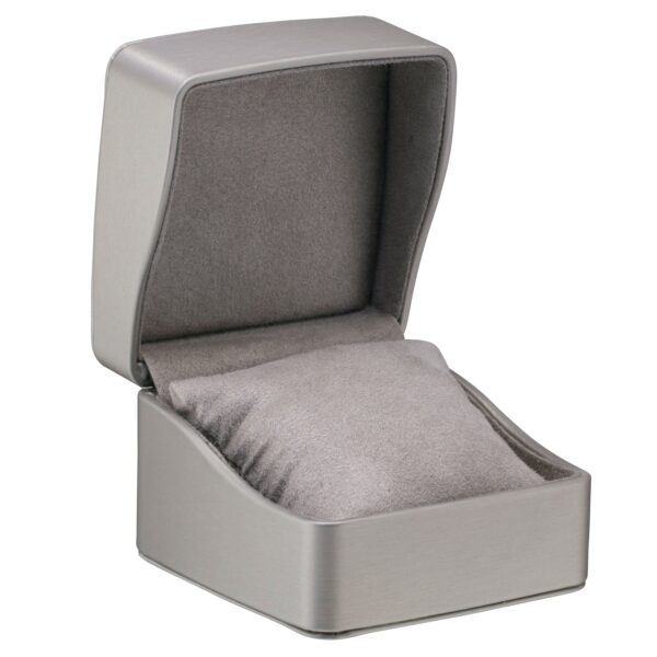 Custom leatherette pillow box with soft faux-leather finish for luxury jewelry packaging and gift presentation