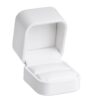 Custom soft leatherette ring box with classic design, customizable logo branding, magnetic closure, and luxury interior insert