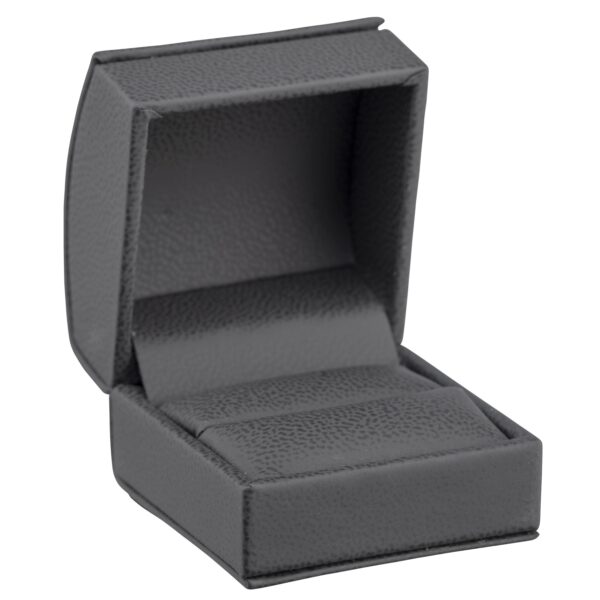 Dome-shaped leatherette ring box with matching premium bow gift box for luxury jewelry packaging