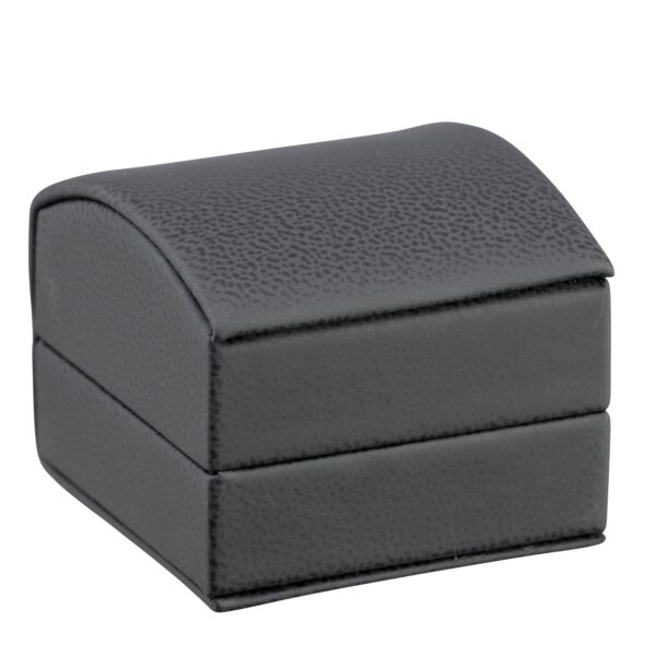 Dome-shaped leatherette ring box with matching premium bow gift box for luxury jewelry packaging