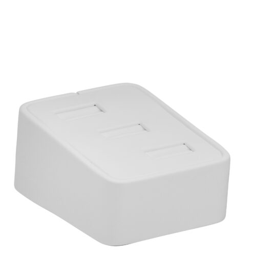 Leatherette 3-ring square stand display for retail jewelry merchandising with custom logo branding