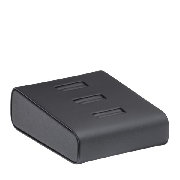 Leatherette 3-Ring Display Stand – Custom Jewelry Box Leatherette 3-ring display stand with custom logo branding and velvet interior for jewelry retail and luxury gifting