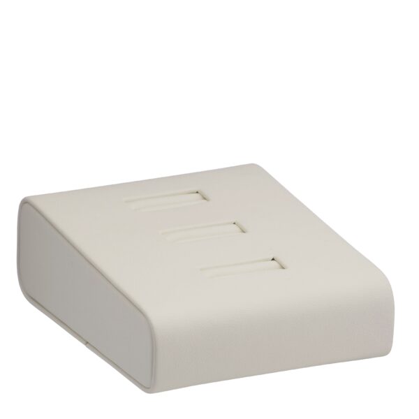 Leatherette 3-Ring Display Stand – Custom Jewelry Box Leatherette 3-ring display stand with custom logo branding and velvet interior for jewelry retail and luxury gifting