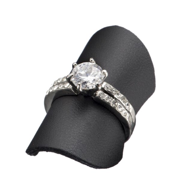 Premium custom leatherette ring display pad in multiple colors with embossed branding for luxury jewelry packaging