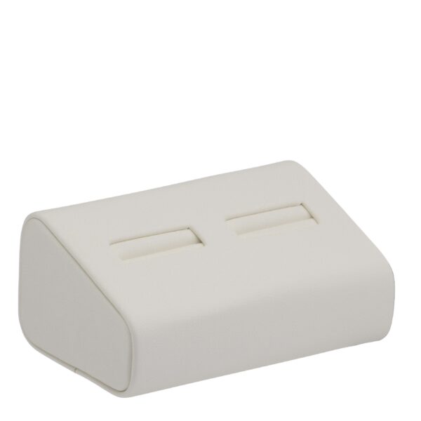 Leatherette double ring stand display with small rectangular design in custom color