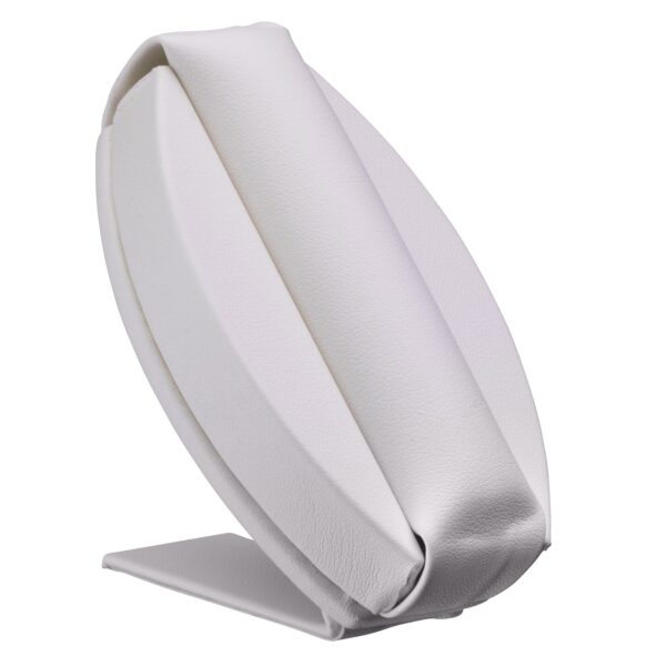 Leatherette multi-ring display stand with cushioned roll inserts for jewelry retail packaging