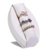 Leatherette multi-ring display stand with cushioned roll inserts for jewelry retail packaging