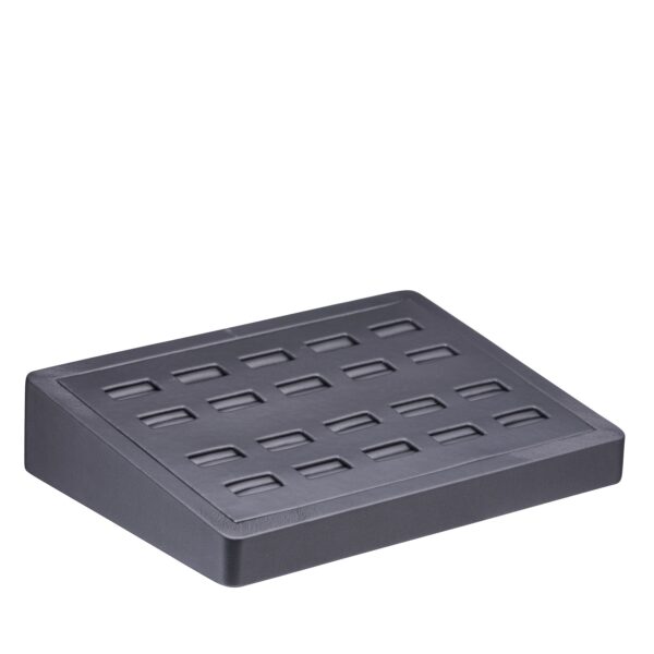 Leatherette 20-Ring Display Tray – Custom Jewelry Ring Holder, Factory-Direct OEM Custom leatherette 20-ring jewelry display tray with velvet interior for retail or gift packaging