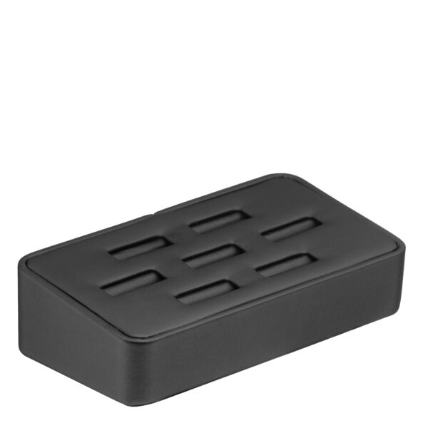 Custom leatherette 7-ring display tray for jewelry retail packaging and wholesale branding