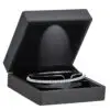 Black LED bracelet display box with custom logo branding and removable insert for premium jewelry retail packaging