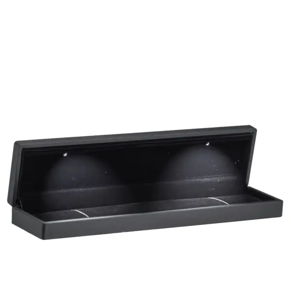 Custom Black LED Bracelet Gift Box with Illuminated Display Black LED bracelet gift box with illuminated interior and custom foam insert