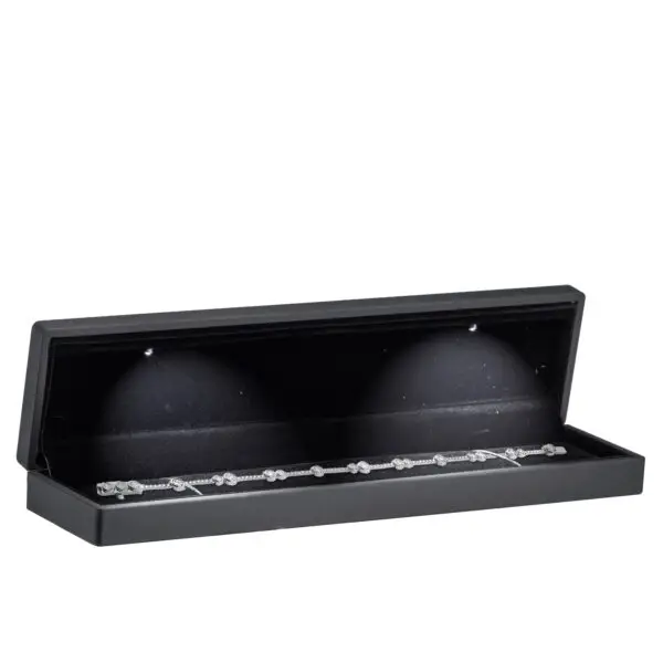 Custom Black LED Bracelet Gift Box with Illuminated Display Black LED bracelet gift box with illuminated interior and custom foam insert