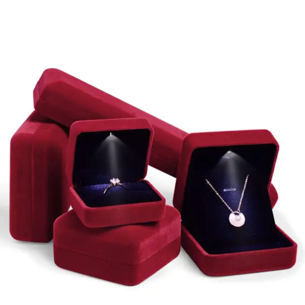 Custom LED Light Luxury Earring Box with Flocking Finish – OEM/Private Label Premium custom LED light earring box with luxury flocking finish and professional jewelry display compartments