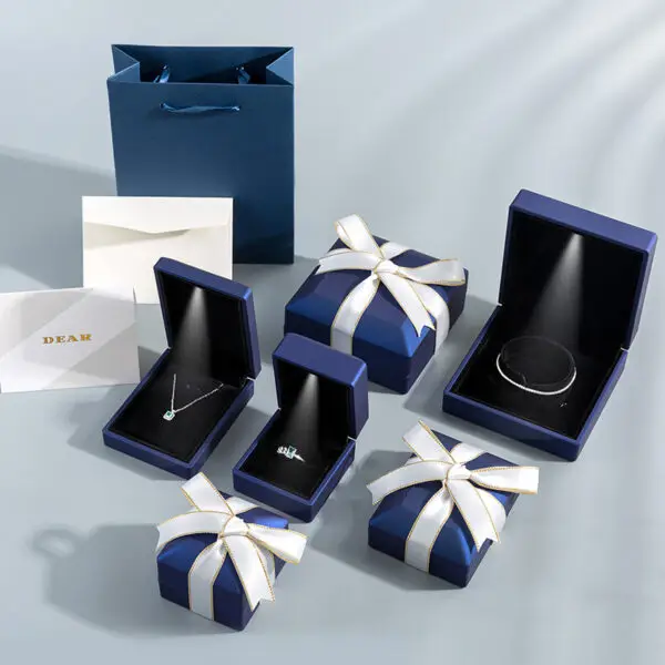 Custom LED Light Luxury Earring Box with Flocking Finish – OEM/Private Label Premium custom LED light earring box with luxury flocking finish and professional jewelry display compartments