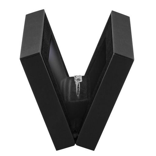 Black LED slim engagement ring box with custom branding and illuminated display—premium jewelry packaging