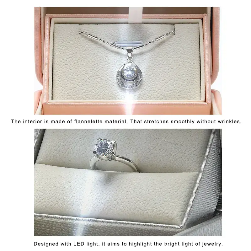 Custom LED light jewelry boxes with integrated illumination, premium velvet lining, and personalized logo branding