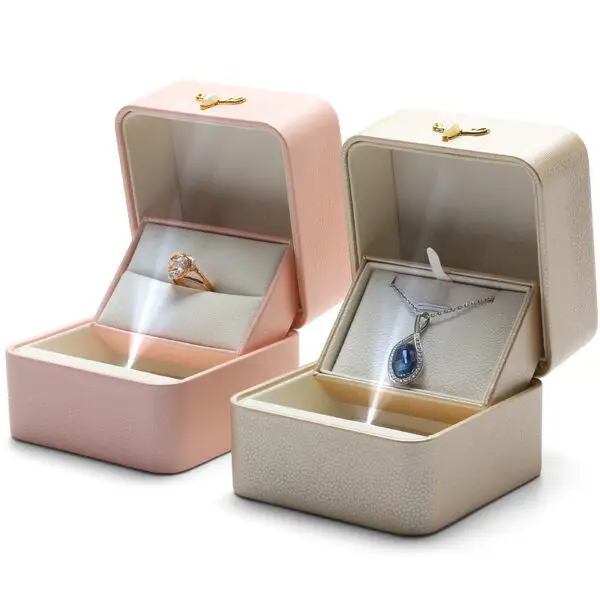 Custom LED Jewelry Packaging Boxes with Private Label OEM Design Custom LED jewelry packaging box with integrated light feature and branded design display