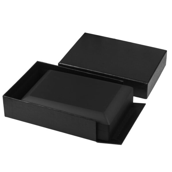 Premium black LED-lit necklace display box with custom logo branding and foam insert
