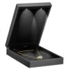 Premium black LED-lit necklace display box with custom logo branding and foam insert