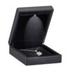 Black LED pendant box with integrated lighting, custom foam insert, and branded exterior – premium jewelry packaging