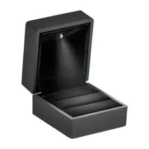 Black LED Dual Ring Box – Custom Jewelry Display with Lighting