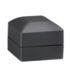 Black LED dual ring box with illuminated velvet interior, magnetic closure, and custom branding
