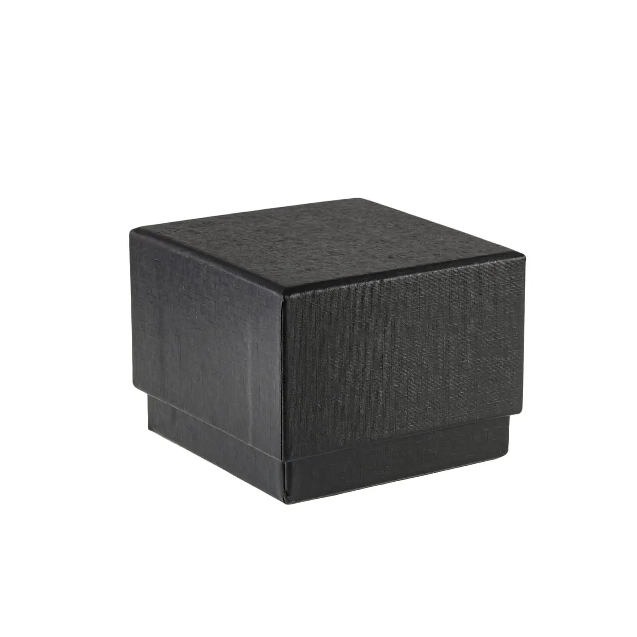 Black LED dual ring box with illuminated velvet interior, magnetic closure, and custom branding