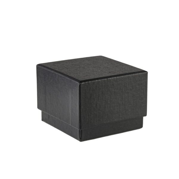 Black LED dual ring box with illuminated velvet interior, magnetic closure, and custom branding