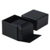 Black LED dual ring box with illuminated velvet interior, magnetic closure, and custom branding